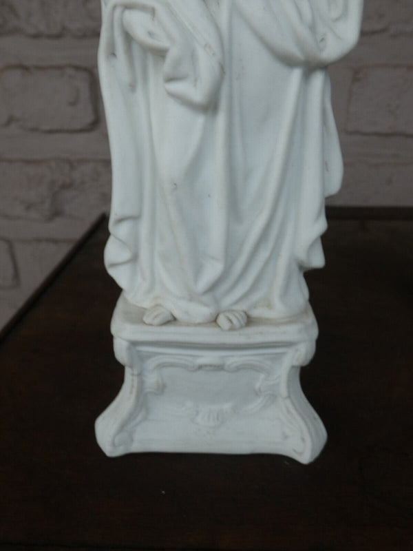 Antique french bisque porcelain madonna child figurine statue