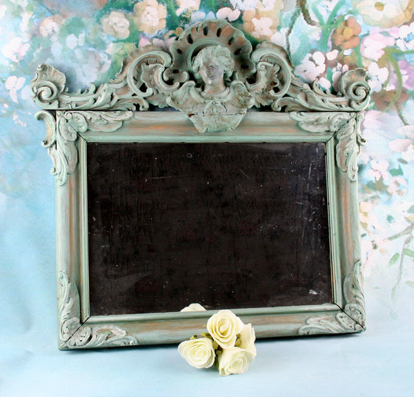 Antique Mirror Art nouveau lady manner turquoize green colour