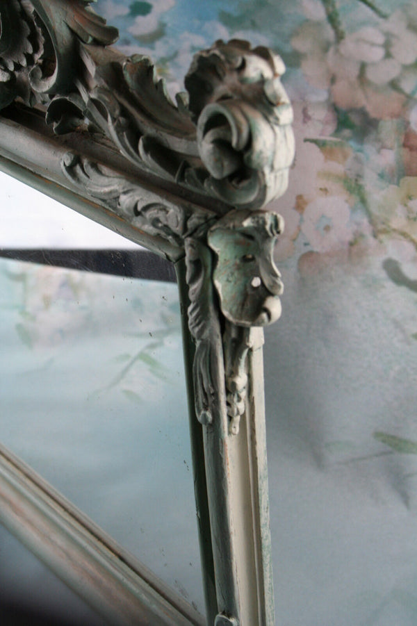 Antique Mirror Art nouveau lady manner turquoize green colour