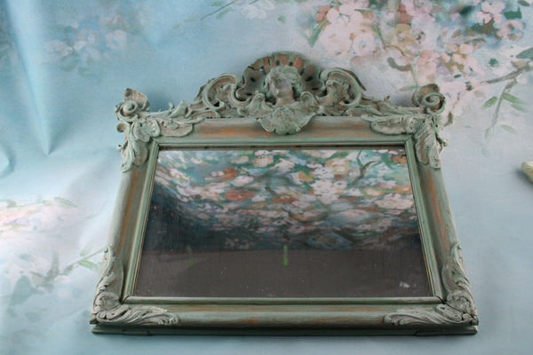 Antique Mirror Art nouveau lady manner turquoize green colour