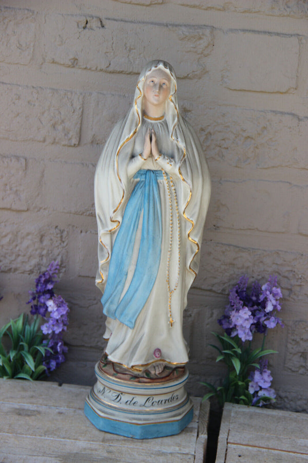 Antique French bisque porcelain madonna of LOURDES statue saint figurine