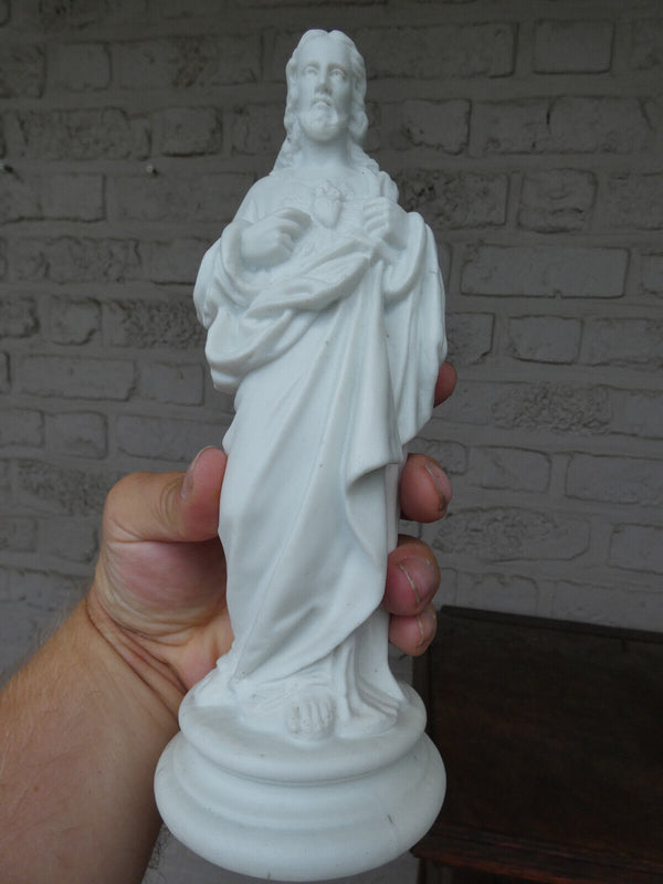 Antique french letu mauger bisque porcelain sacred heart christ jesus statue