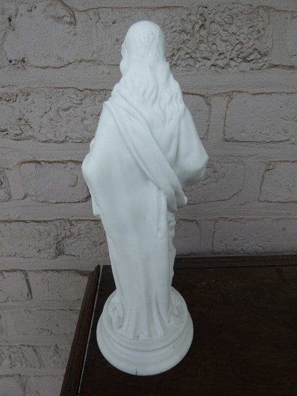 Antique french letu mauger bisque porcelain sacred heart christ jesus statue