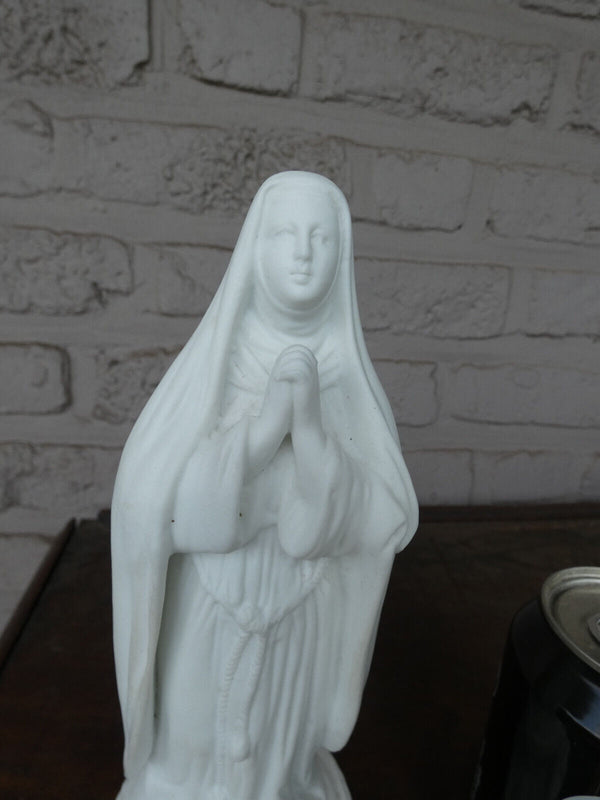 Antique french letu mauger bisque porcelain Saint therese statue figurine