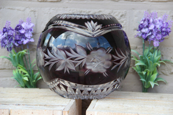 Bohemia czech Crystal art glass amethyst purple crystal vase floral decor round