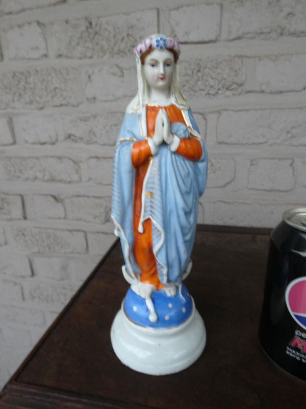 Antique french vieux paris old porcelain madonna figurine statue