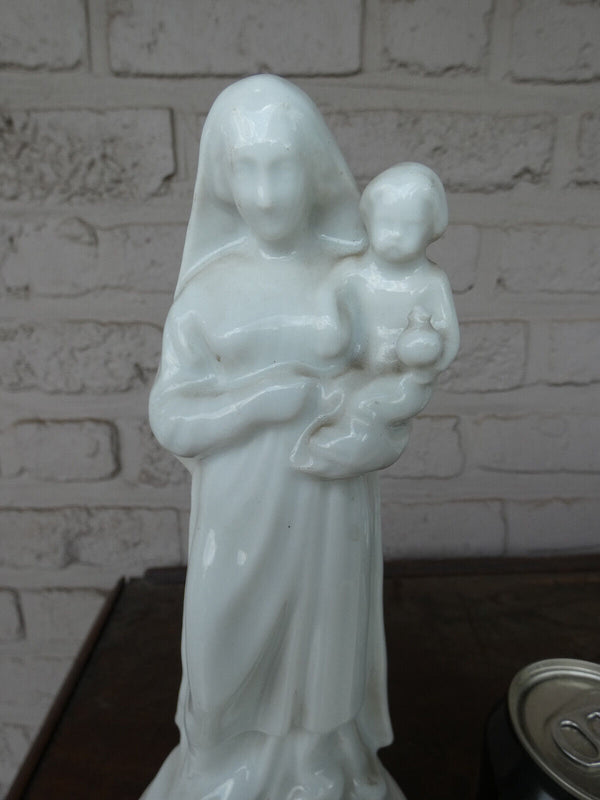 Antique white porcelain madonna child figurine statue religious