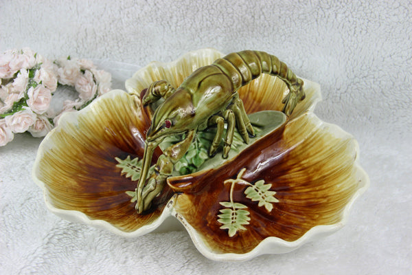 Rare Choisy le Roi marked barbotine majolica lobster centerpiece bowl tray