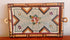 Art deco serving tray plate  wood and knitted flowers inside glass