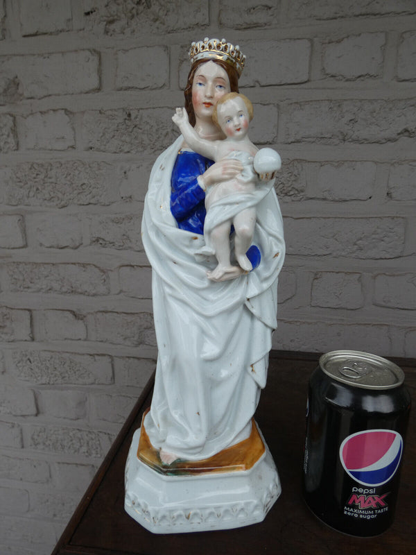 Antique french old vieux paris porcelain madonna figurine statue 19thc rare