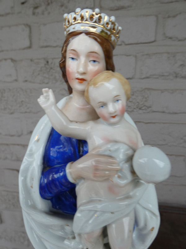 Antique french old vieux paris porcelain madonna figurine statue 19thc rare