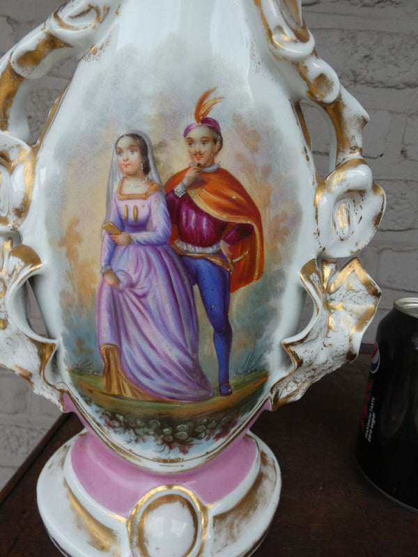 Antique French vieux paris old paris porcelain hand paint romance decor vase