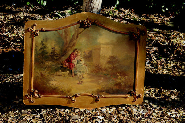 Gorgeous rare french oil panel victorian romantic painting framed 1900