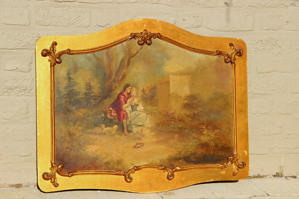 Gorgeous rare french oil panel victorian romantic painting framed 1900