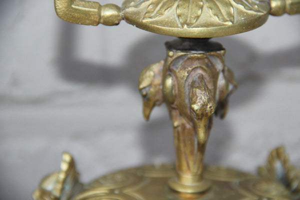 PAIR antique Bronze Empire EAgle satyr lion head special design candle holders