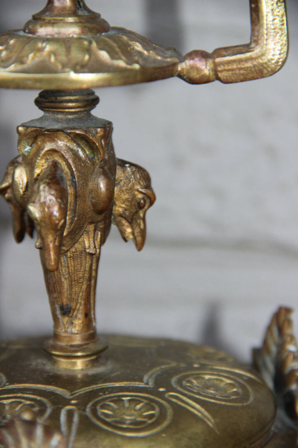 PAIR antique Bronze Empire EAgle satyr lion head special design candle holders