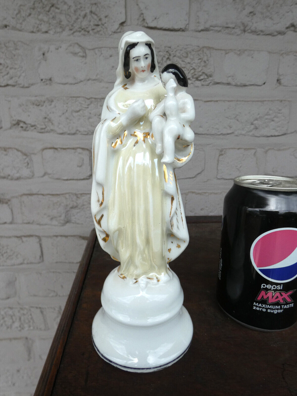 Antique French vieux old paris porcelain madonna jesus figurine statue