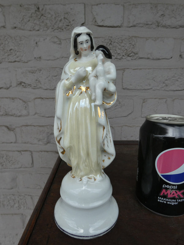 Antique French vieux old paris porcelain madonna jesus figurine statue