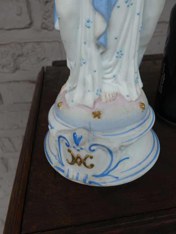 Antique French vieux old paris bisque porcelain madonna jesus figurine statue