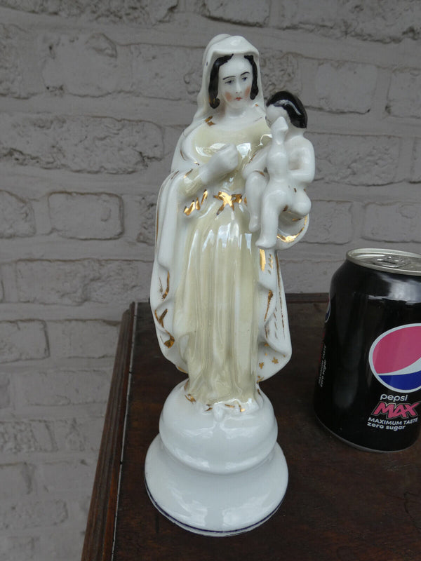 Antique French vieux old paris porcelain madonna jesus figurine statue