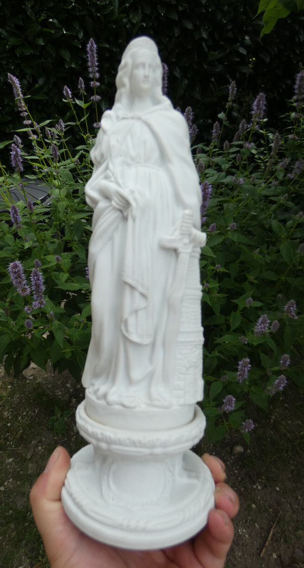 Antique French bisque porcelain saint barbara statue rare figurine religious