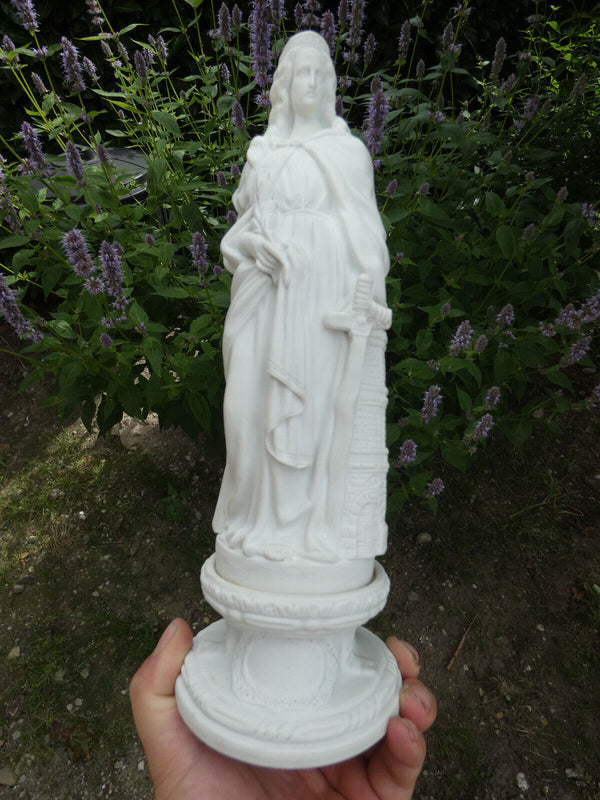 Antique French bisque porcelain saint barbara statue rare figurine religious