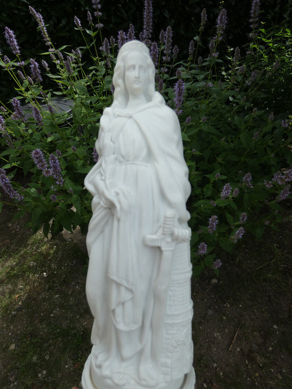 Antique French bisque porcelain saint barbara statue rare figurine religious