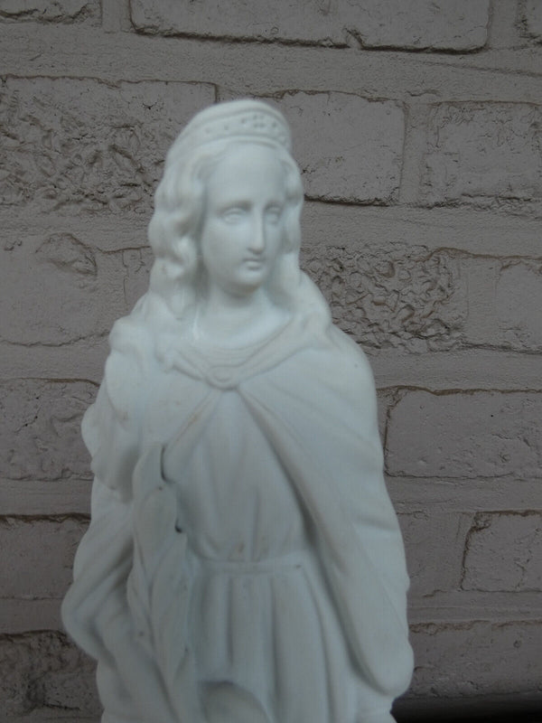 Antique French bisque porcelain saint barbara statue rare figurine religious