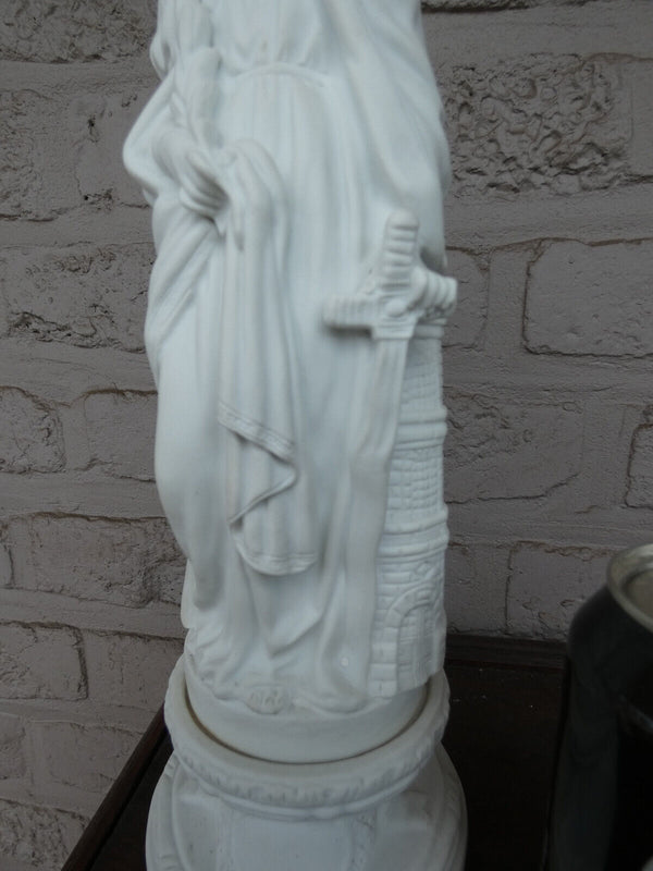 Antique French bisque porcelain saint barbara statue rare figurine religious