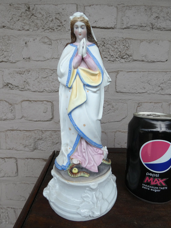 Antique Belgian vieux andenne porcelain madonna statue figurine rare