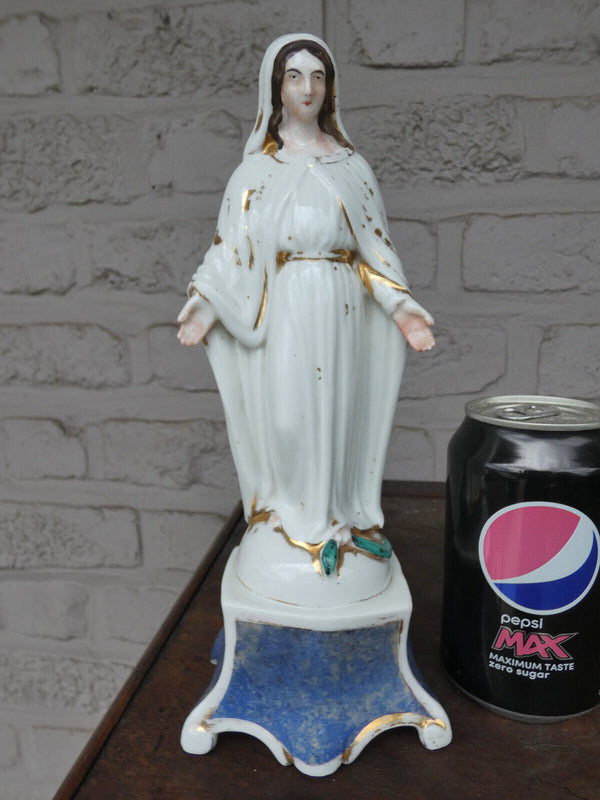 Antique French vieux old paris  porcelain madonna  figurine statue