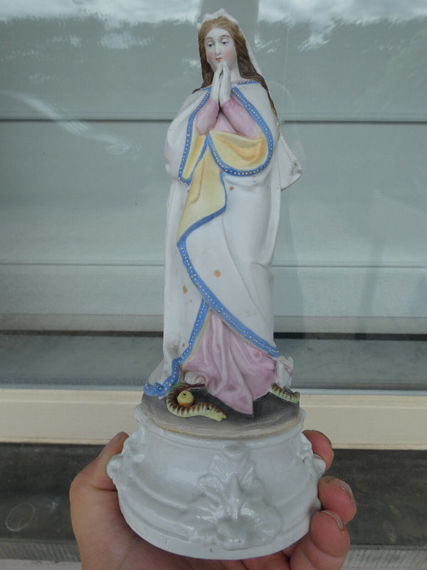 Antique Belgian vieux andenne porcelain madonna statue figurine rare