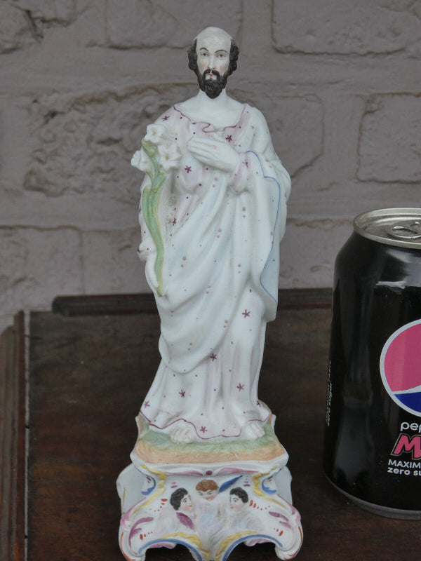 Antique French rare bisque old paris porcelain saint joseph figurine statue