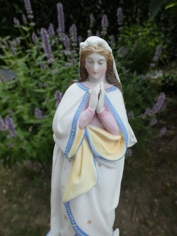 Antique Belgian vieux andenne porcelain madonna statue figurine rare