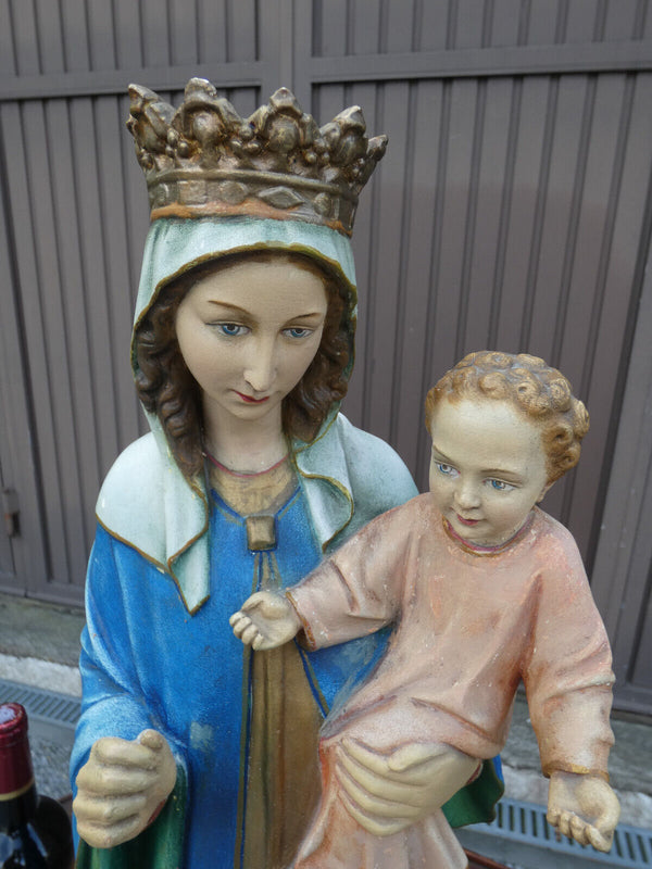 Antique XL French ceramic MAdonna figurine statue