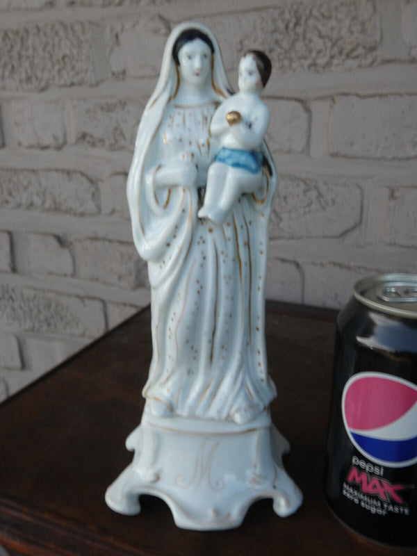 Antique  french vieux paris porcelain madonna child figurine statue