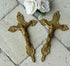 PAIR antique French Bronze Crucifix Crosses religious