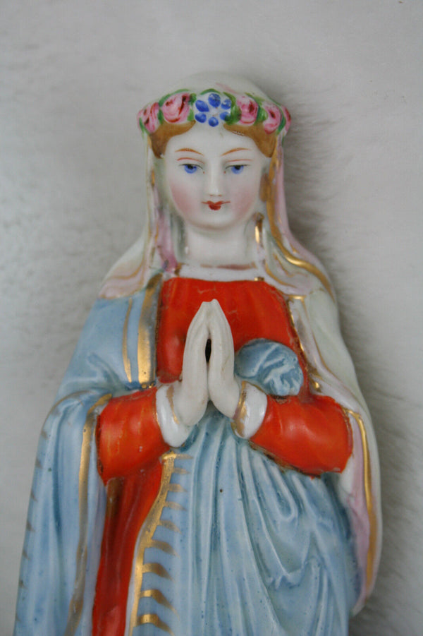 French 1935 Porcelain immaculate conception madonna statue figurine