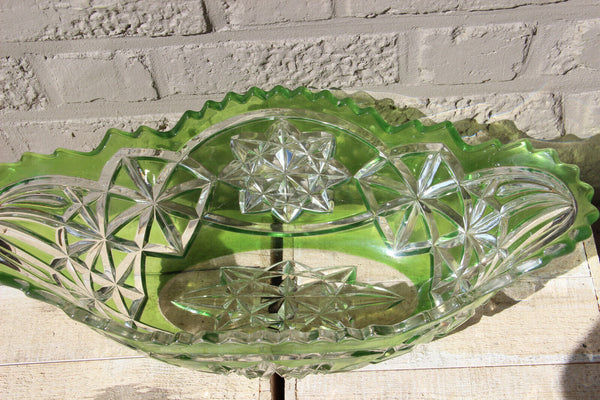 Majestical Czech bohamian Crystal glass Centerpiece bowl coupe Green