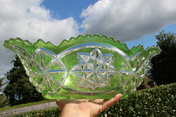 Majestical Czech bohamian Crystal glass Centerpiece bowl coupe Green