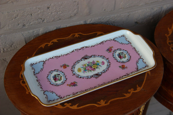 French Limoges marked porcelain presentation cake tray plate floral