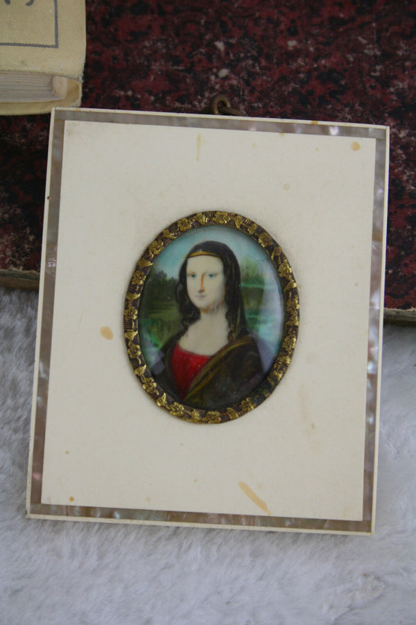 Gorgeous Miniature portrait mona lisa 1950's