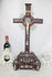 HUGE antique religious French Tramp art wood carved Crucifix chapel rare