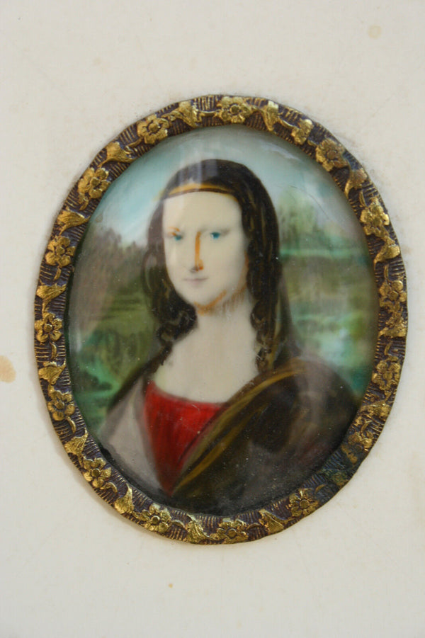 Gorgeous Miniature portrait mona lisa 1950's