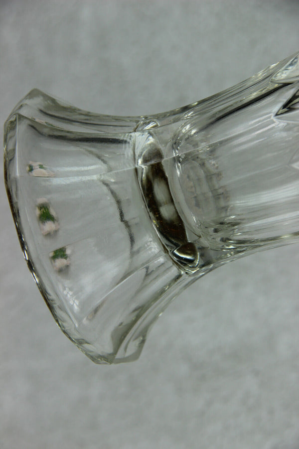 Vintage Bohemia Czech crystal glass yellow clear cut Vase 1950