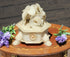 Rare antique alabaster carved floral roses Trinket jewelry box 1950