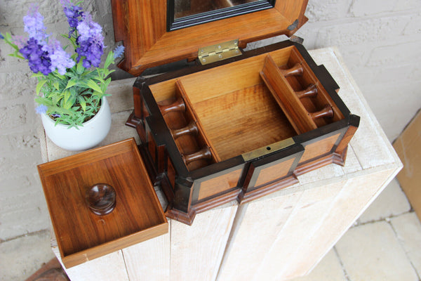 Rare antique wood carved napoleon III French sewing Box chest