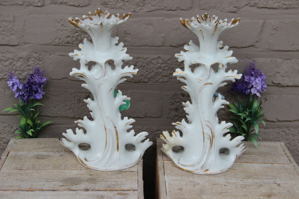 Antique PAIR vieux paris porcelain Candle holder vases attr. jacob petit