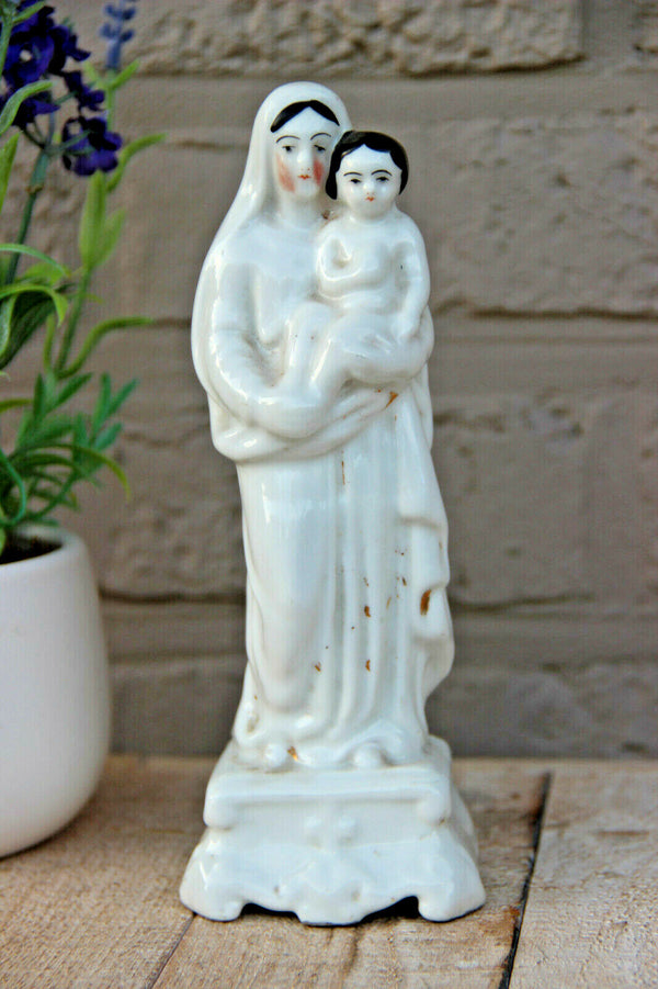 Antique French vieux old porcelain madonna figurine