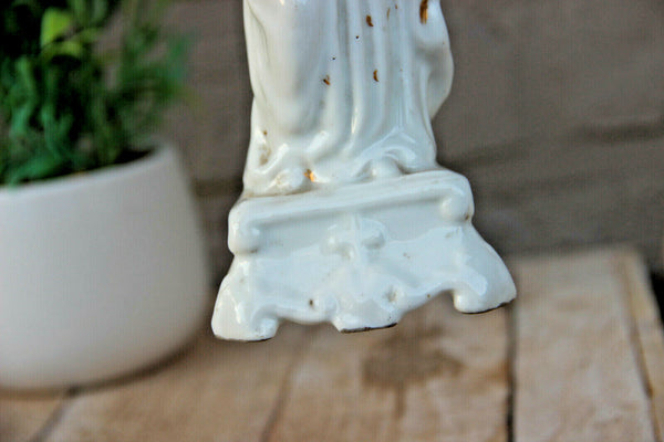 Antique French vieux old porcelain madonna figurine